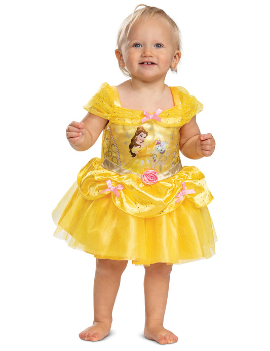Vue de face du déguisement Belle La belle et la bête pour fille