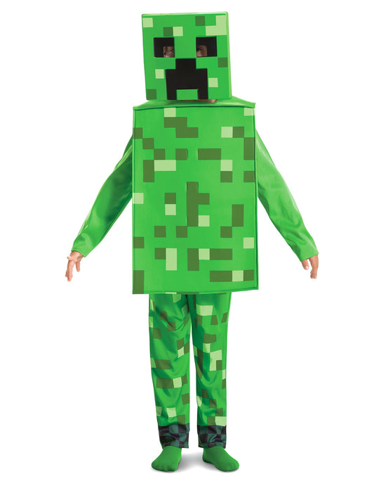 Vue du costume de Creeper du déguisement de couple Minecraft pour enfant