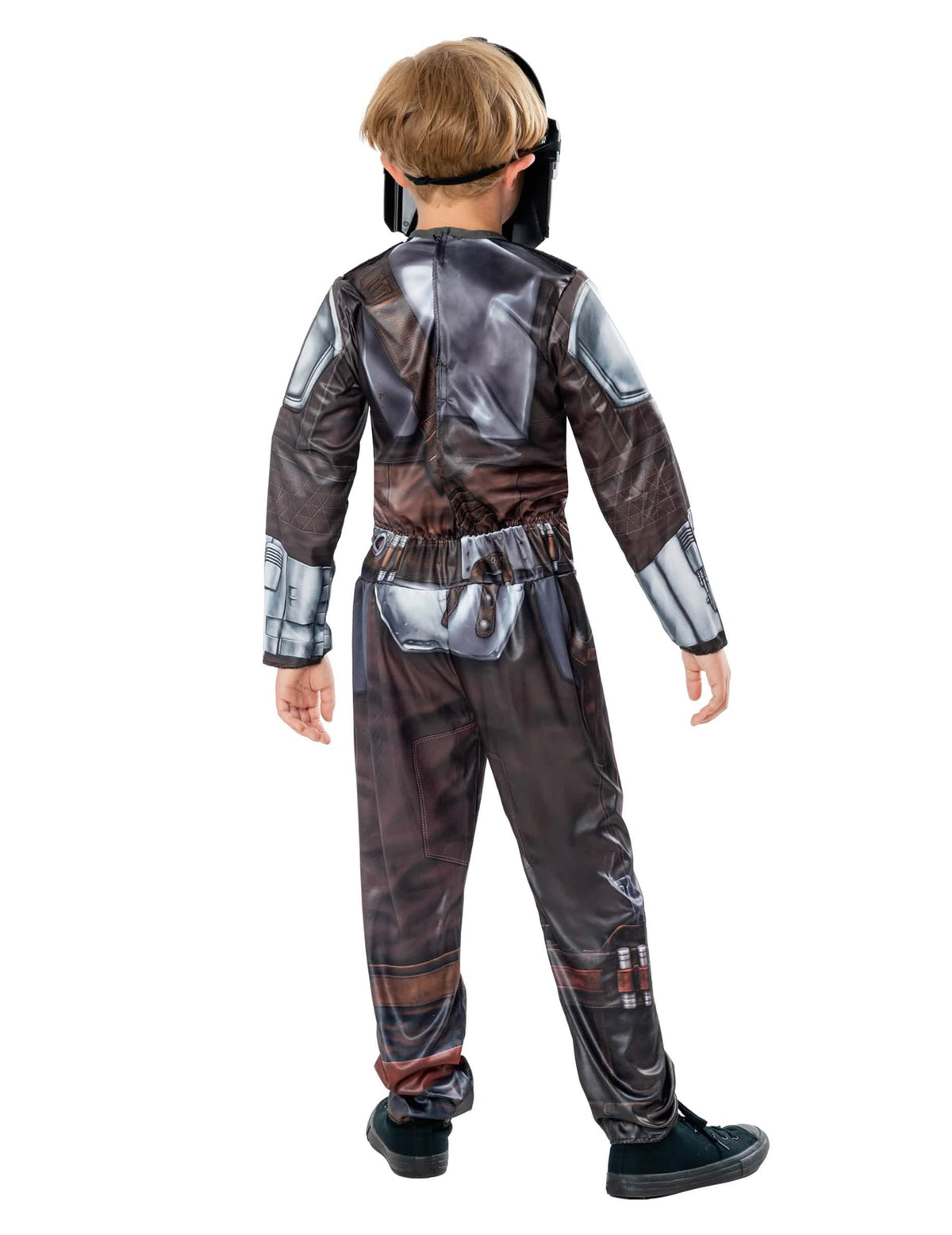 Achteraanzicht van het klassieke Star Wars The Mandalorian kostuum voor kinderen
