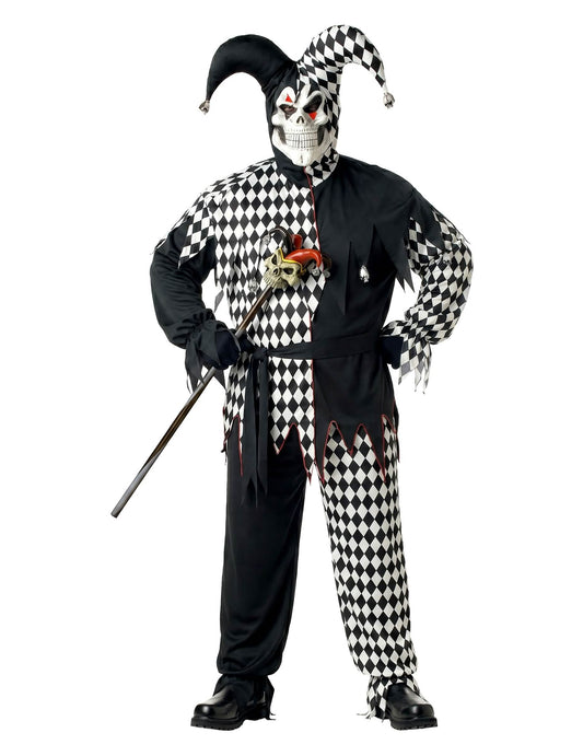 Déguisement clown Arlequin d'Halloween homme noir