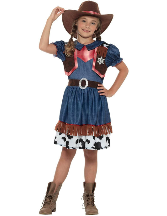 Vooraanzicht van het Texaanse cowgirl-pak voor meisjes