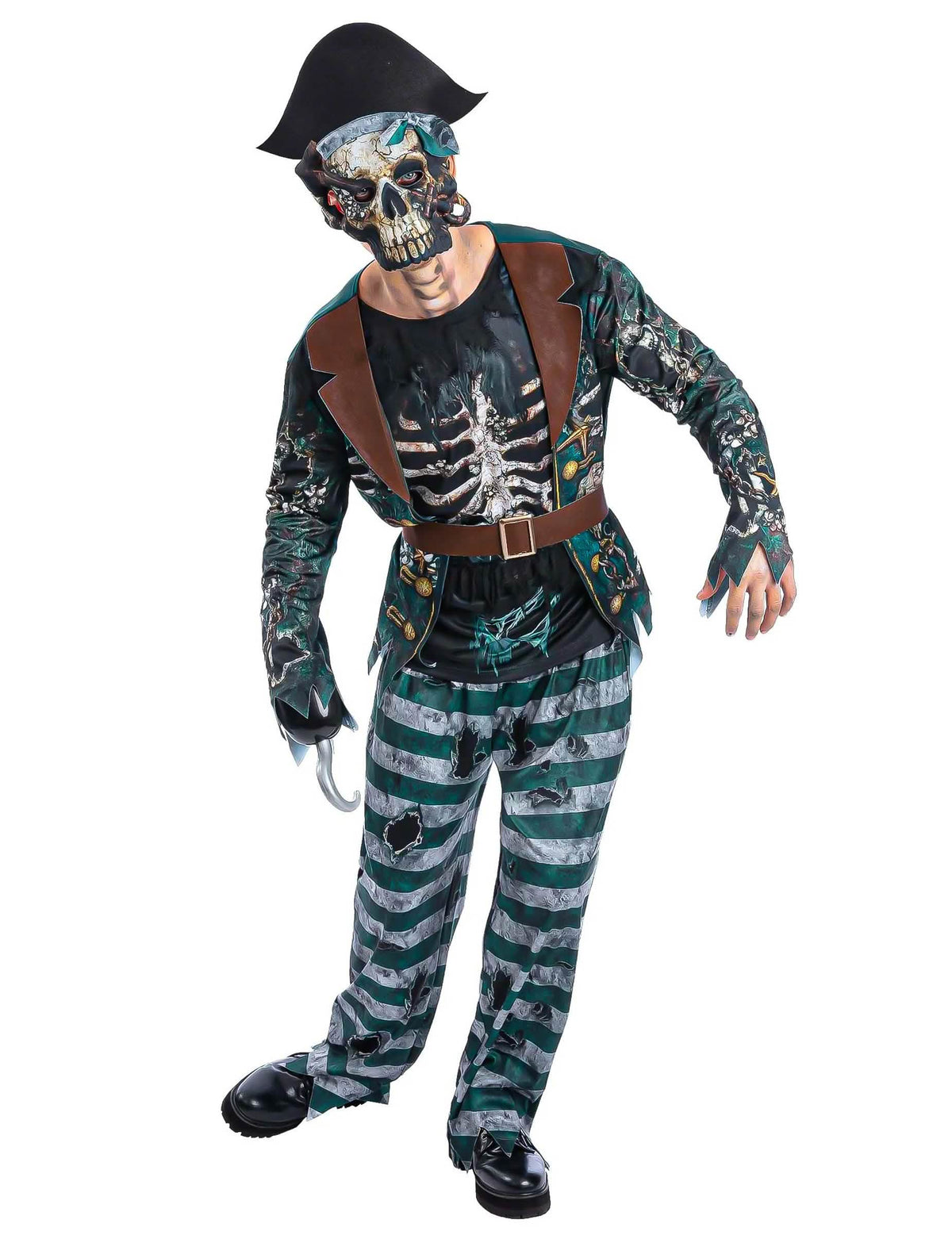 Déguisement de capitaine pirate mort-vivant homme