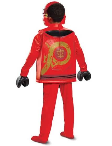 Achteraanzicht van het deluxe Kai Ninjago LEGO kostuum