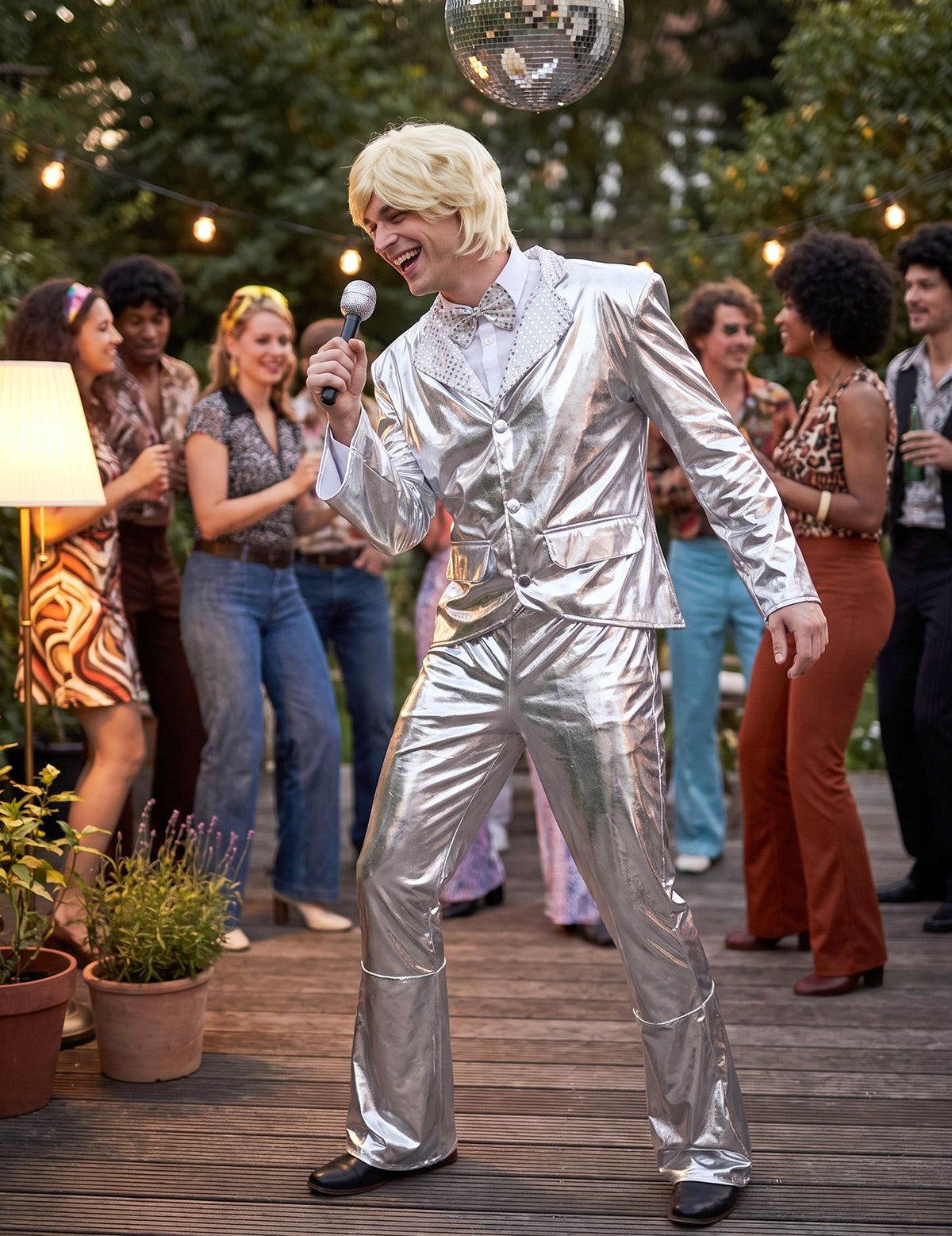 Déguisement Disco Argent brillant Homme