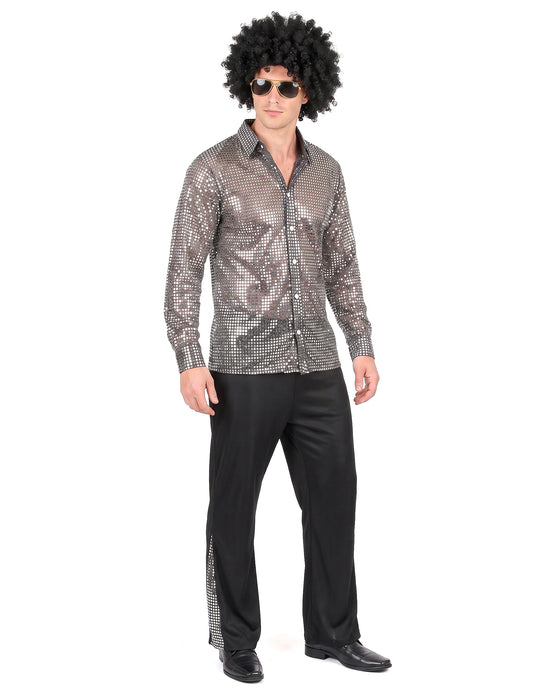 Déguisement disco argenté homme
