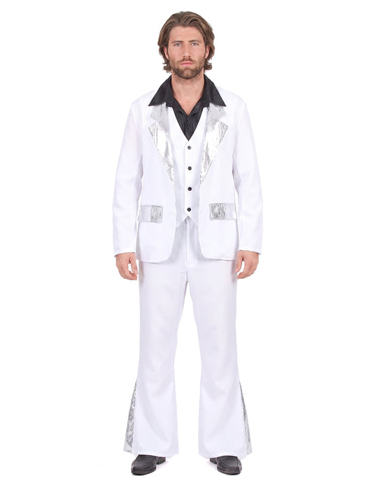 Déguisement disco homme blanc et argent