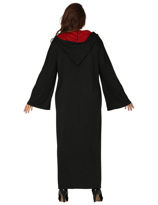 Vue de dos du déguisement étudiante sorcière pour femme