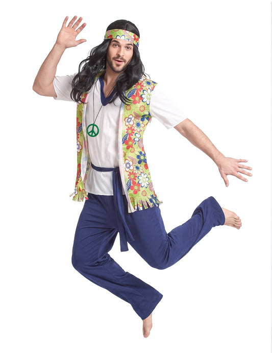 Déguisement hippie bleu homme