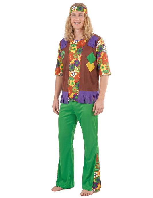 Kleurrijk Flower Power hippiekostuum voor mannen