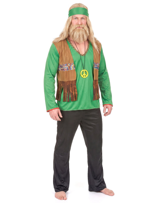 Déguisement hippie homme vert et noir