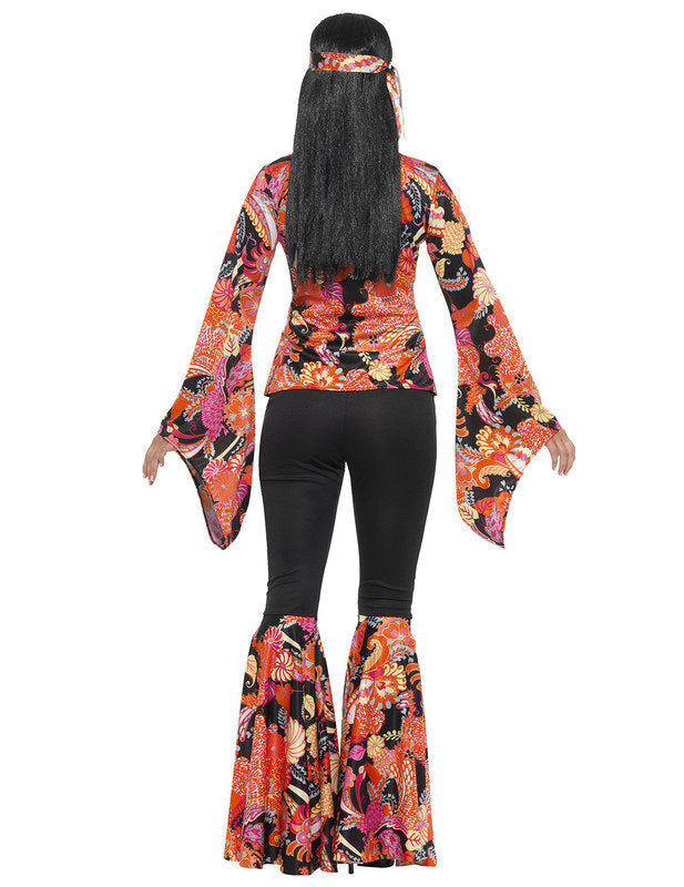 Déguisement hippie noir et multicolore femme