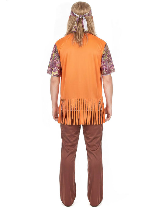 Bruin-oranje hippie kostuum voor heren