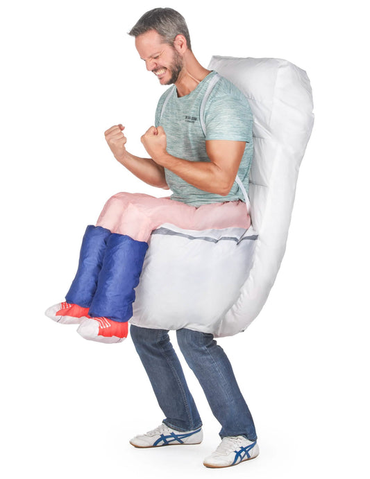 Vue de profil du déguisement humoristique toilette gonflable