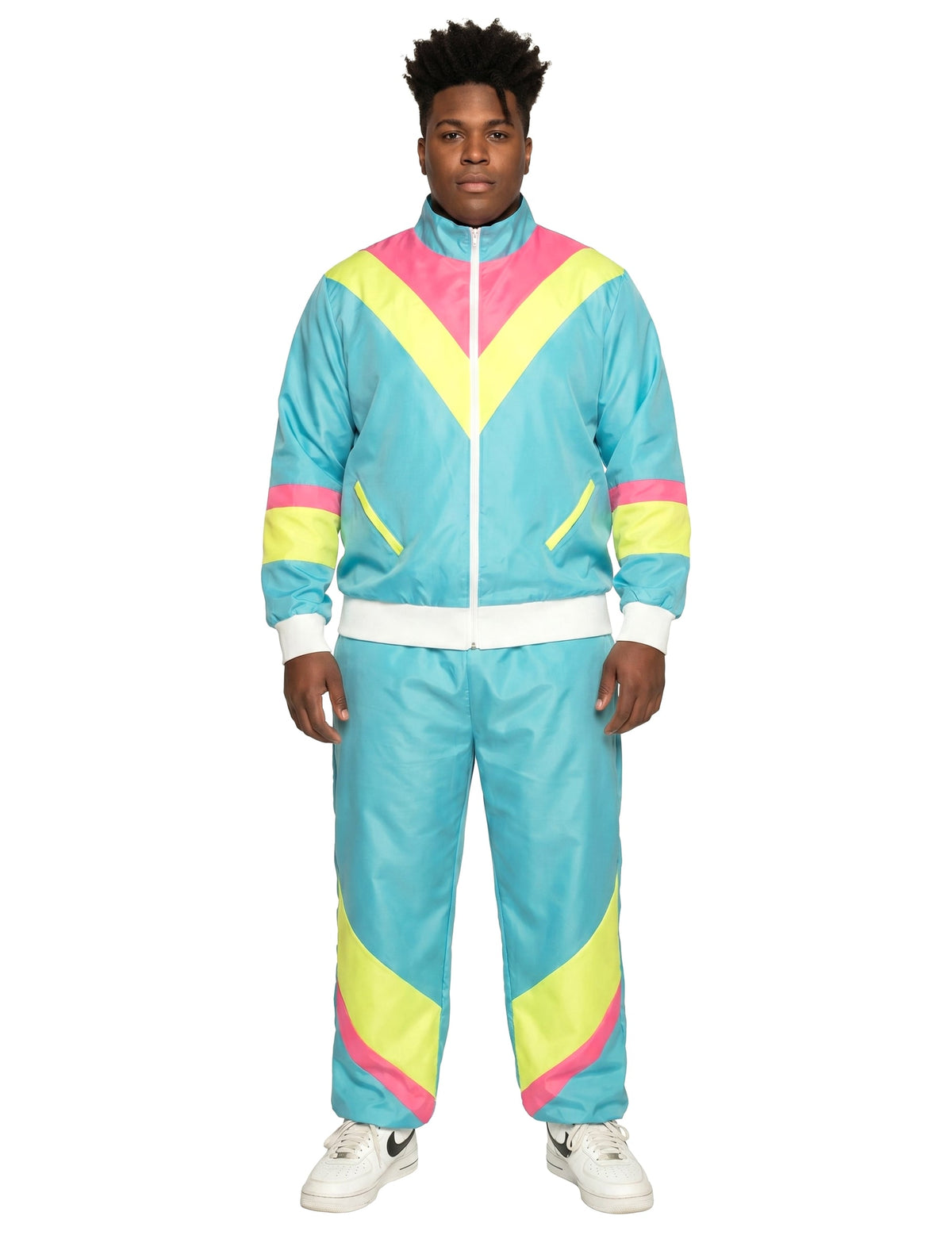 Retro Neon Blauw Trainingspak voor Heren