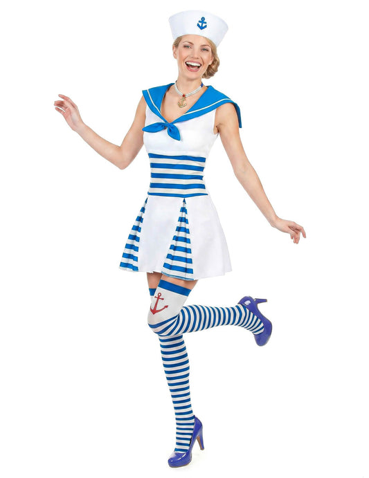 Déguisement marin robe rayée femme