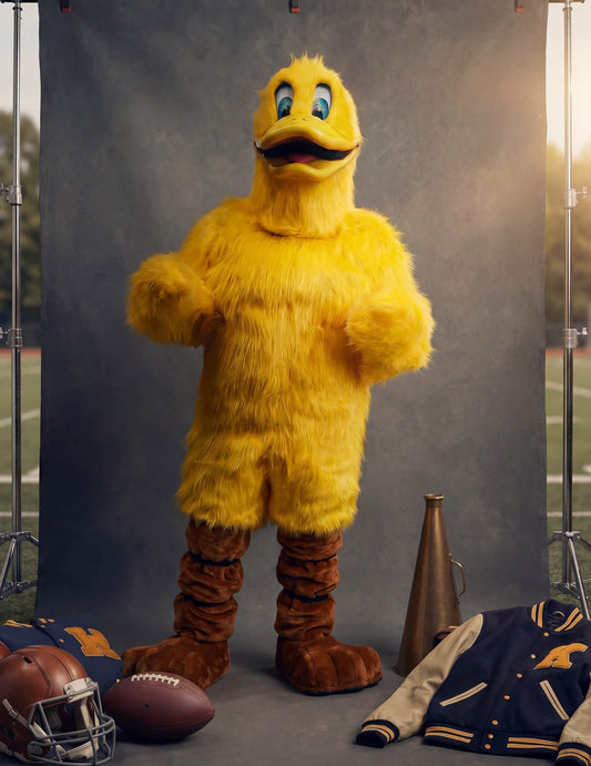 Mascottepak gele eend voor volwassenen