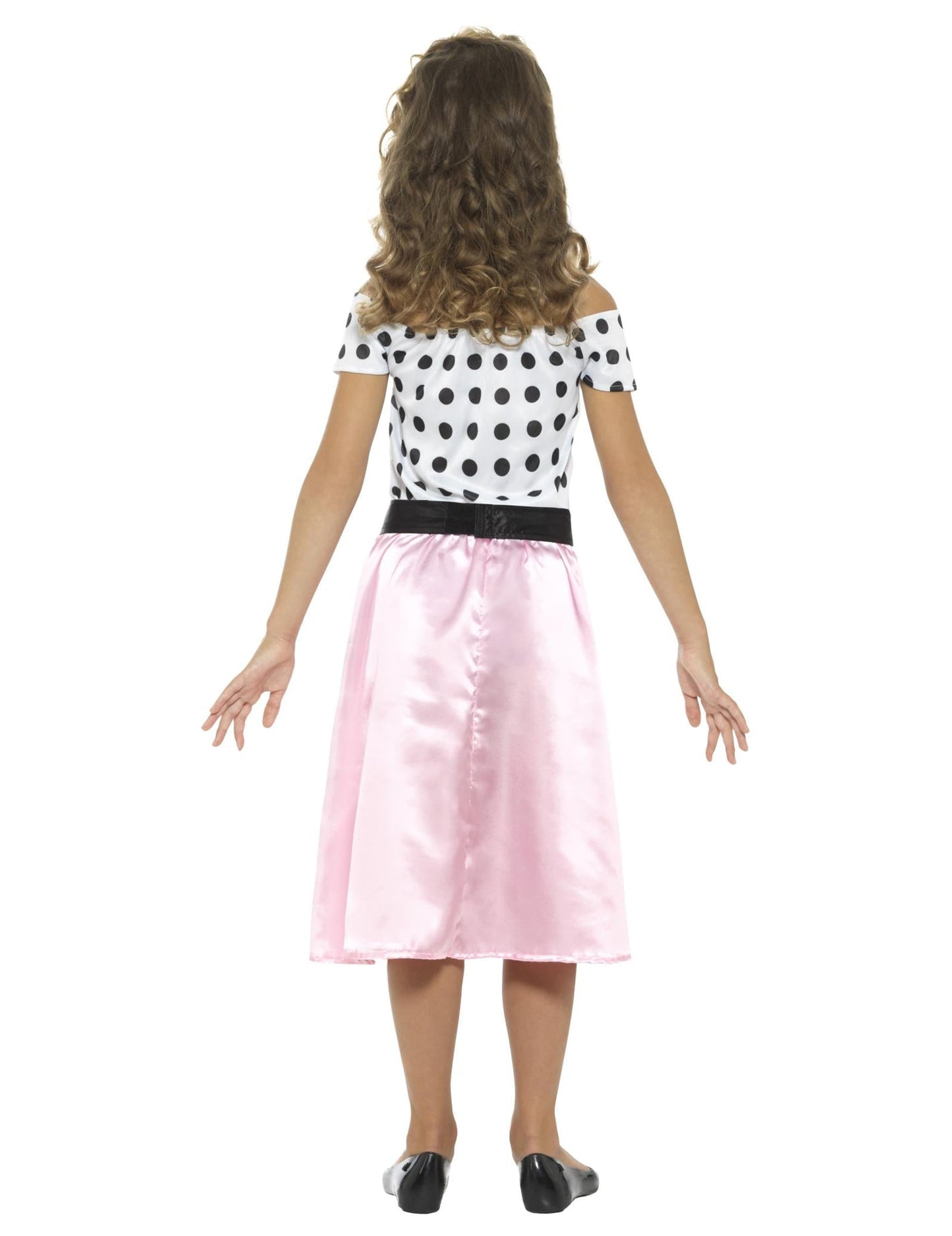 Vue de dos du déguisement miss girly années 50 pour fille
