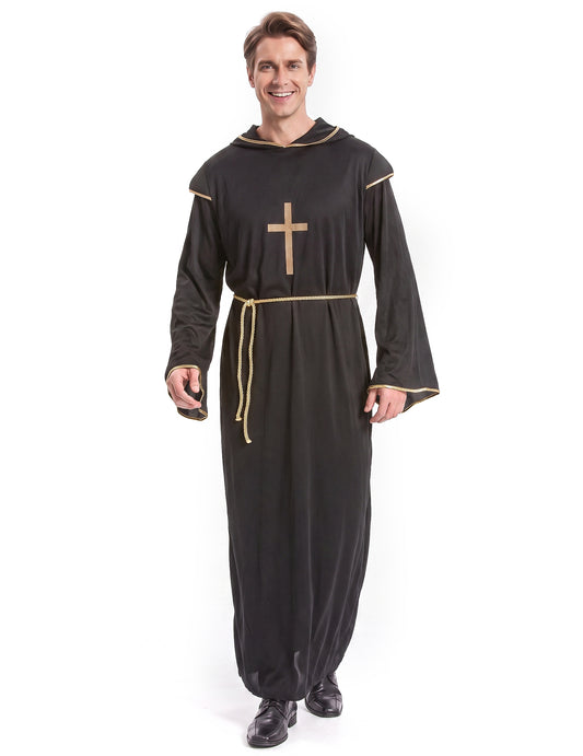 Déguisement moine noir et doré homme