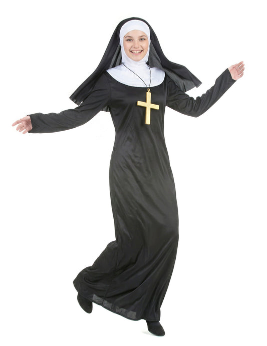 Vue d'ensemble en mouvement du déguisement de nonne pour femme