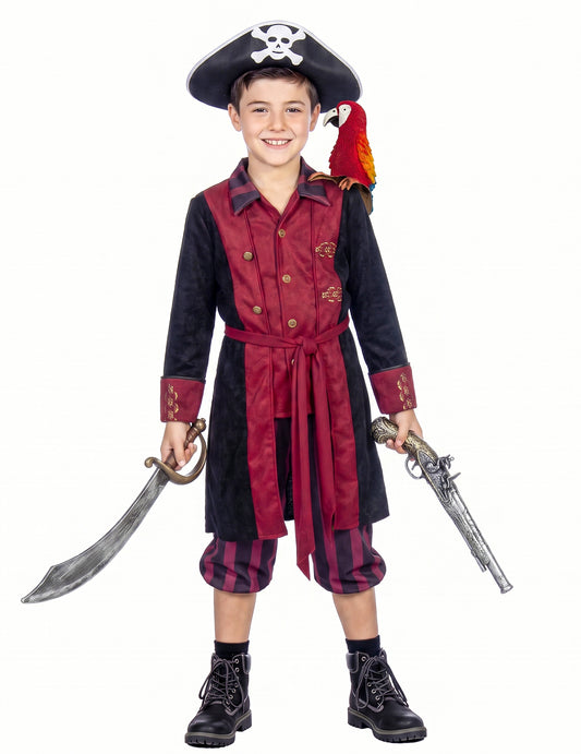 Déguisement Pirate bordeaux et noir garçon