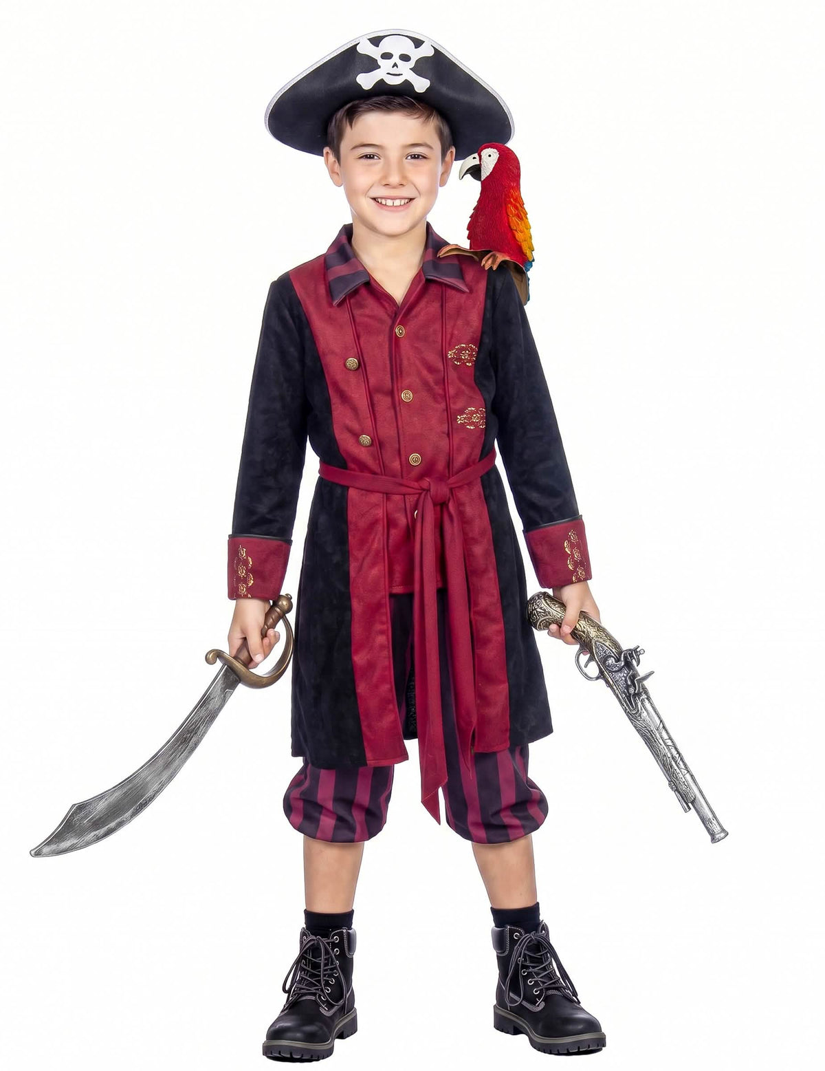 Déguisement Pirate bordeaux et noir luxe garçon