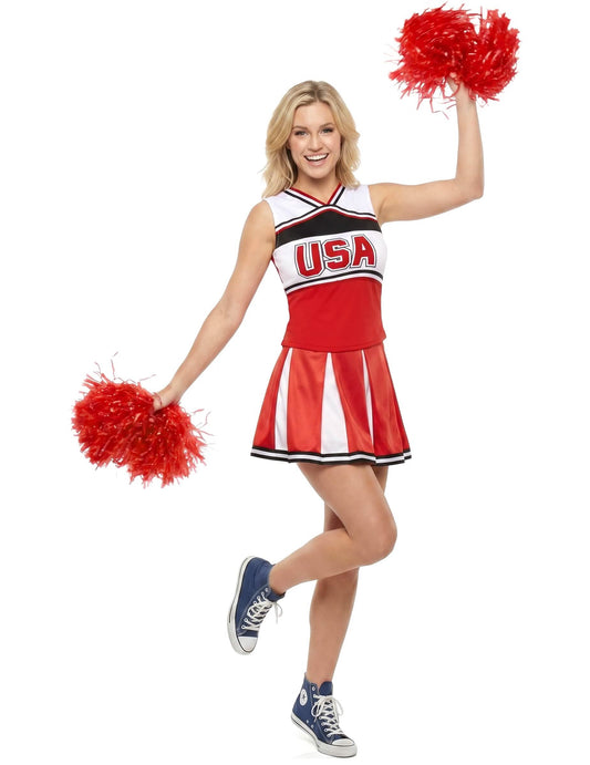 Rood USA cheerleader kostuum voor vrouwen