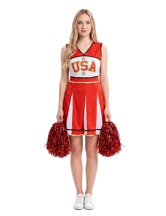 Déguisement pompom girl USA rouge femme