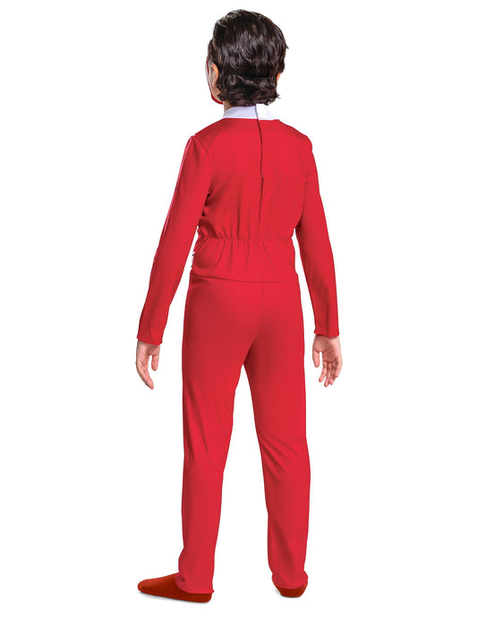 Vue de dos du déguisement Power Rangers rouge classique pour enfant