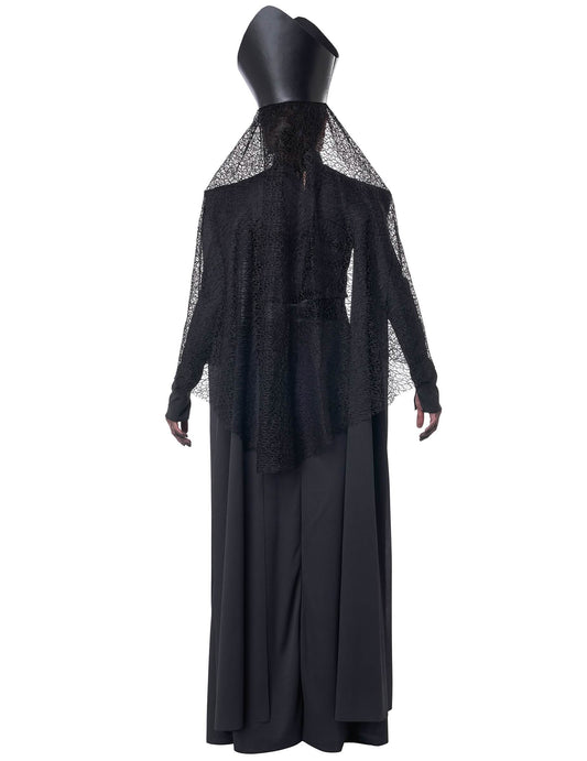 Vue de dos du déguisement prêtresse occulte luxe pour femme
