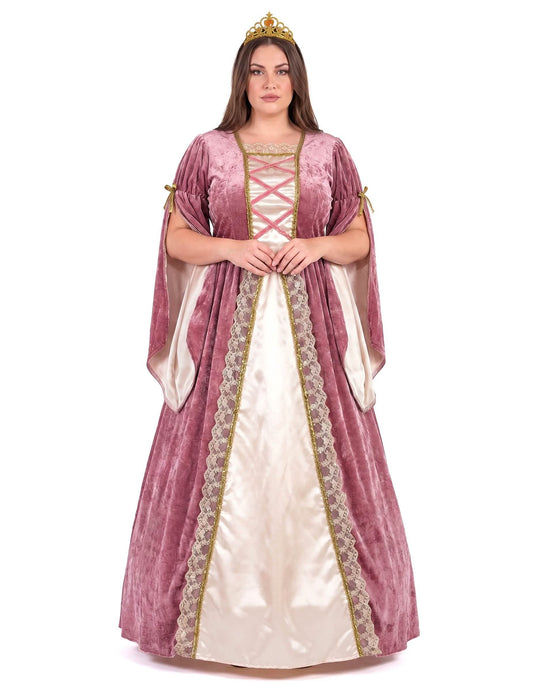 Roze en witte middeleeuwse prinses vermoming vrouw