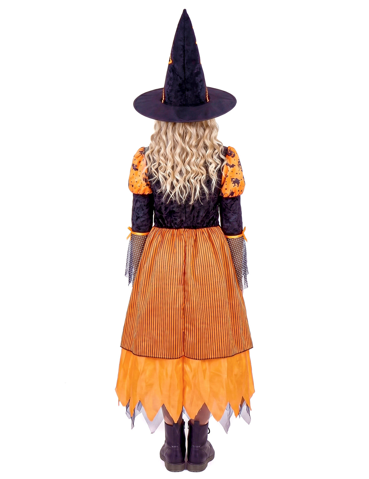 Oranje pompoen heksen outfit voor meisjes