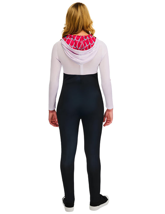 Déguisement Ghost-Spider pour femme blanc noir et rose avec capuche