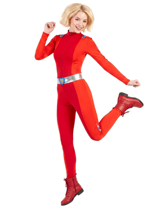Rood spion kostuum voor dames