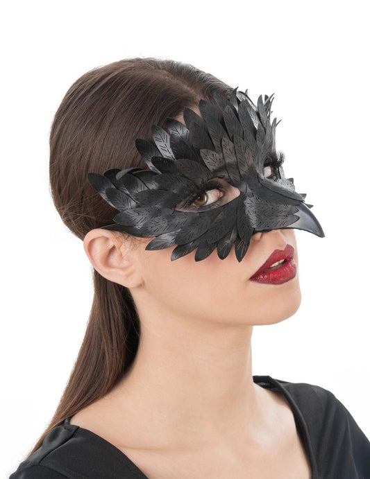 Kraai halfmasker leer-effect voor volwassenen