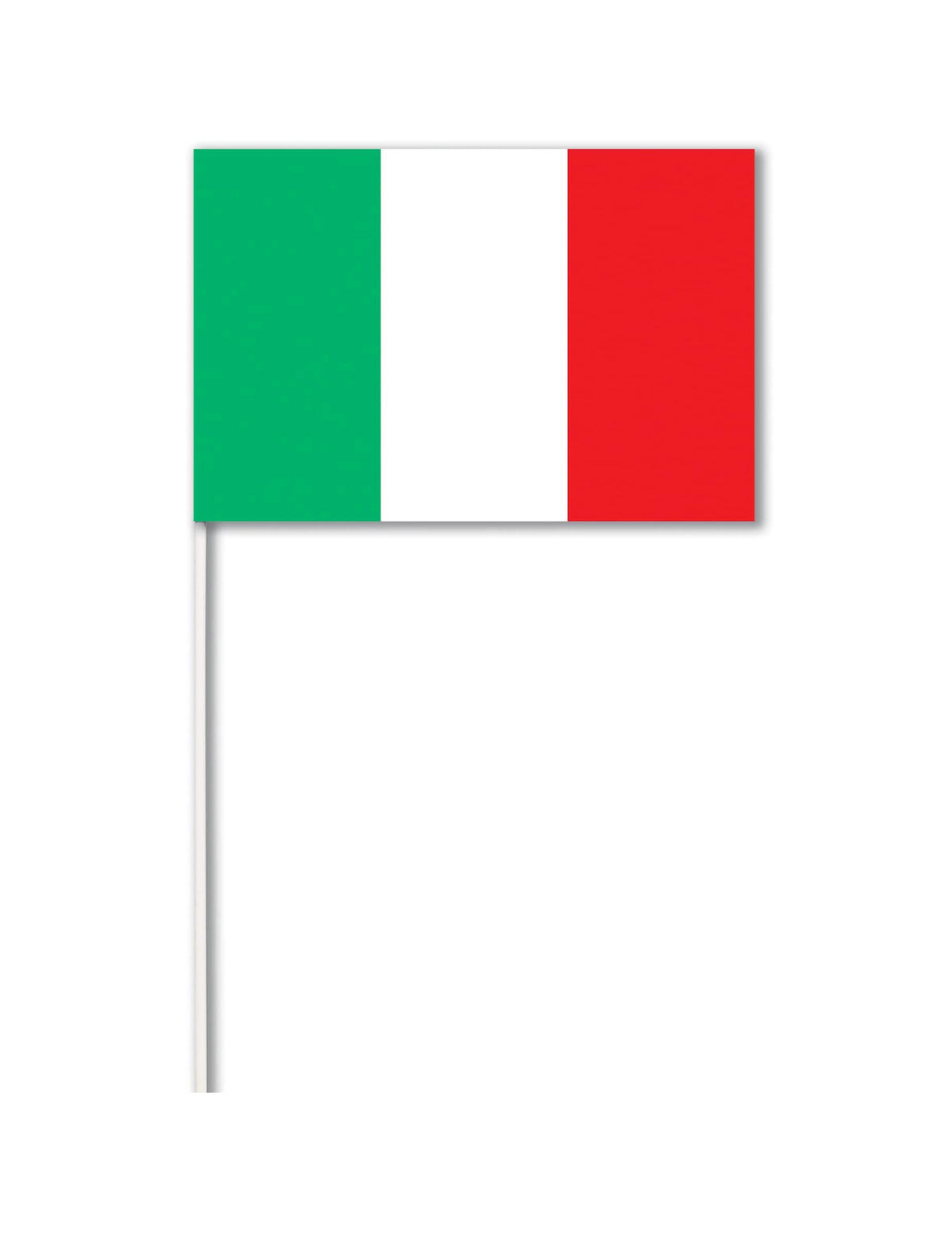 Drapeau papier Italie pour supporter vert blanc rouge avec tige