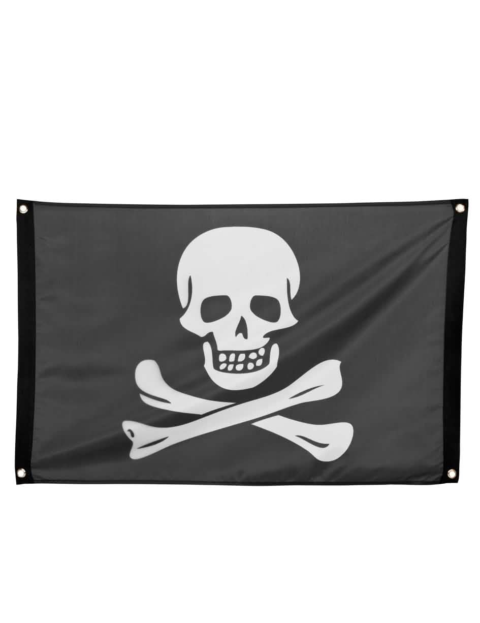 Drapeau pirate pour fête noir et blanc avec œillets