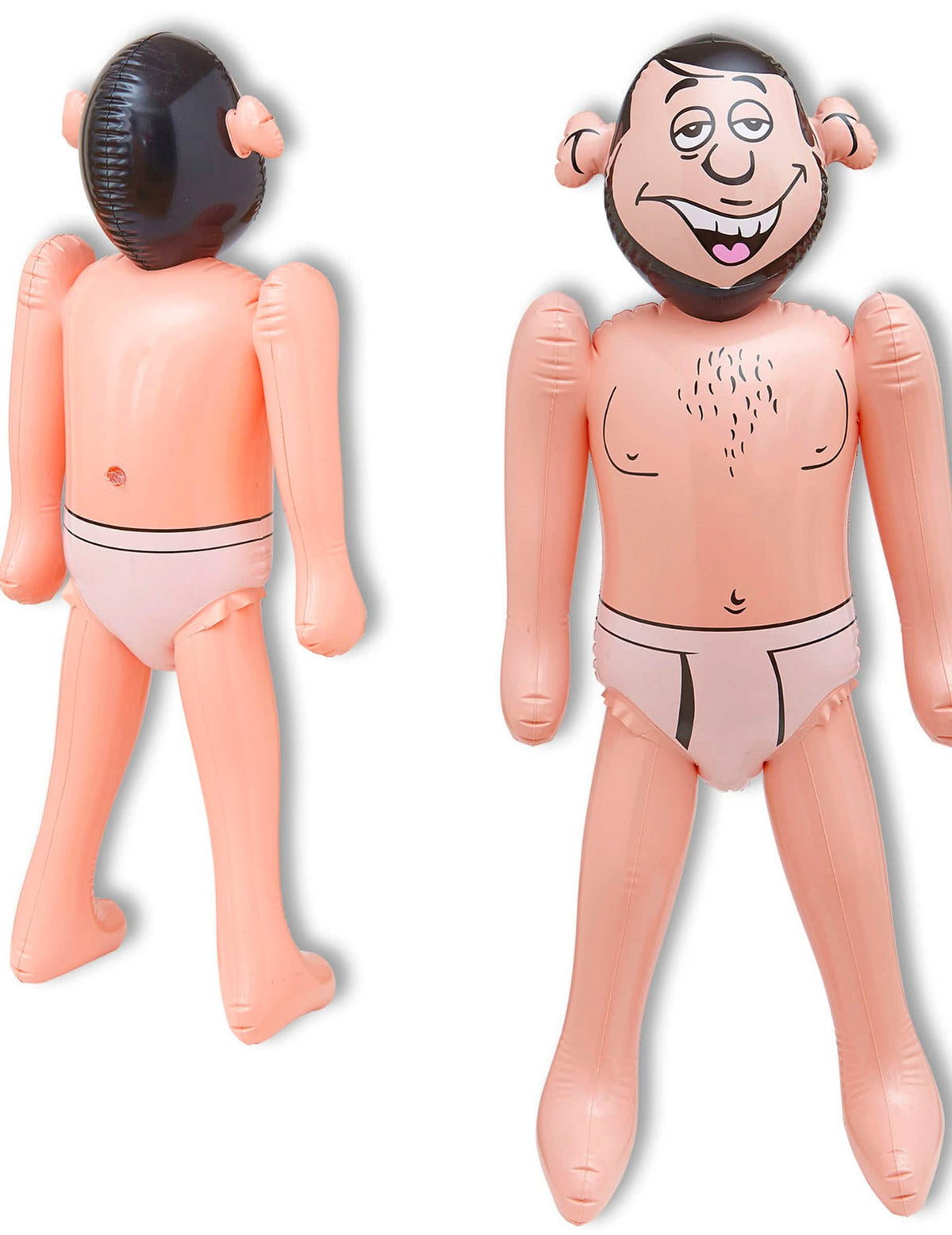 Opblaasbare volwassenen echtgenoot beige met zwarte baard en wit slipje