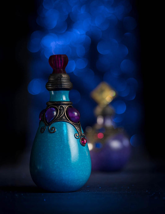 Flacon de potion bleu en résine 20cm