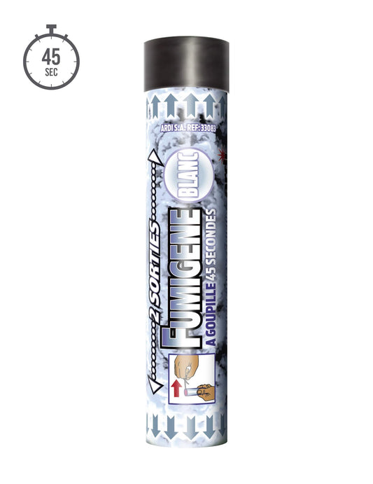 Vue de face du fumigène à goupille double sorties pour fête