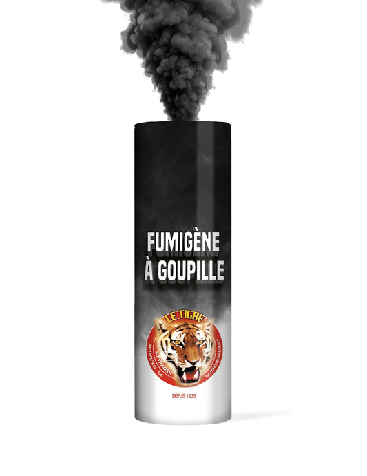 Vue de la fumée noire du fumigène à goupille pour fête noir 1 minute