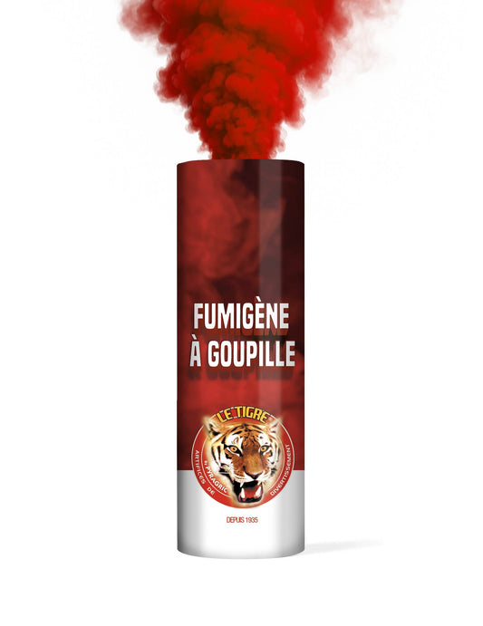 Vue de la fumée du fumigène à goupille pour adulte rouge 1 minute