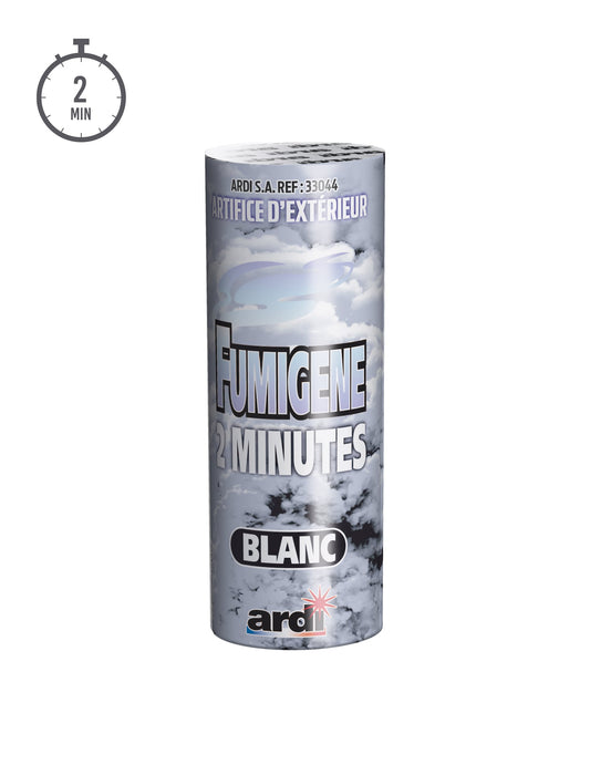 Détail de l'emballage du fumigène en pot blanc 2 minutes