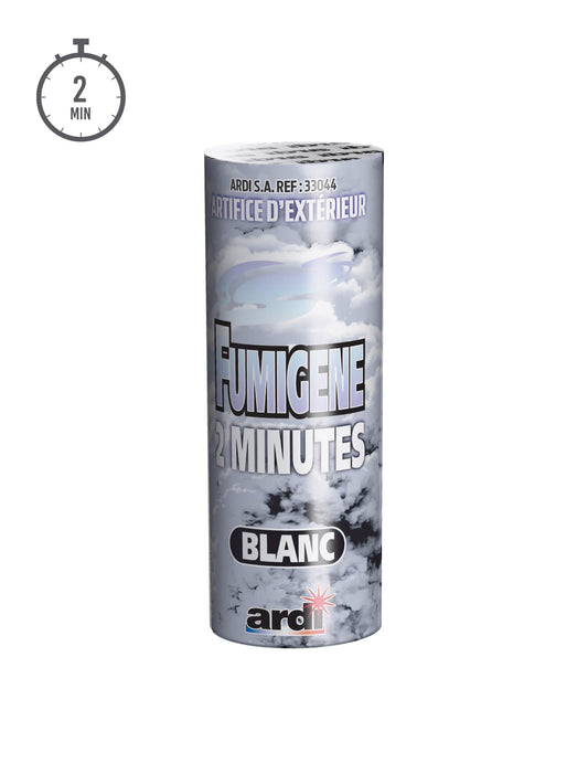 Détail de l'emballage du fumigène en pot blanc 2 minutes