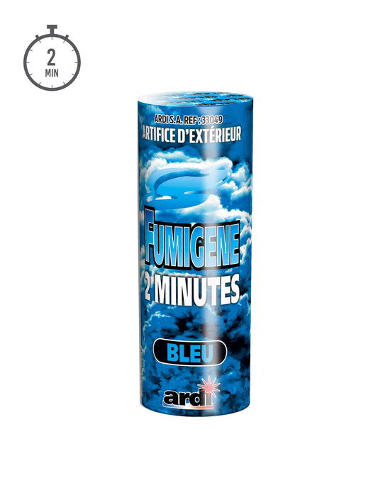 Vue d'ensemble du fumigène en pot bleu 2 minutes