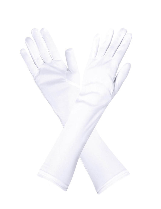 Vue croisée des gants longs pour adulte blancs