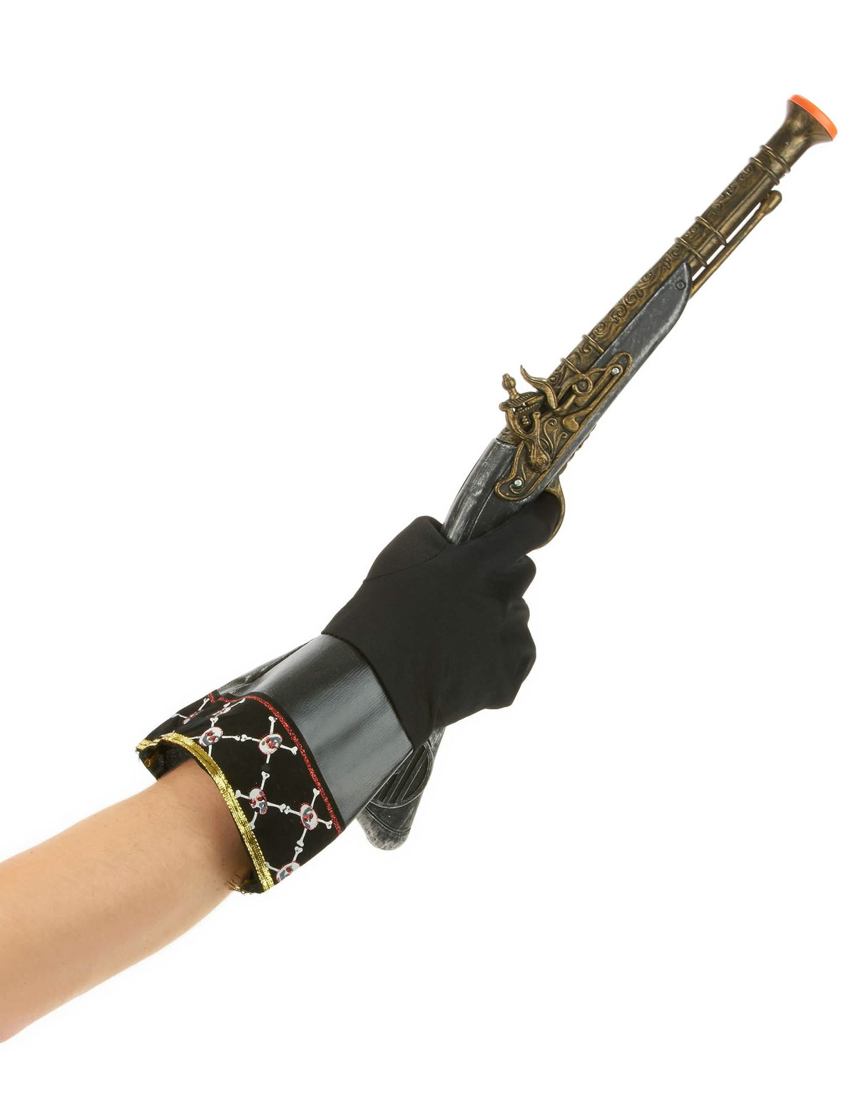 Podium met pistool van piratenhandschoenen voor volwassenen