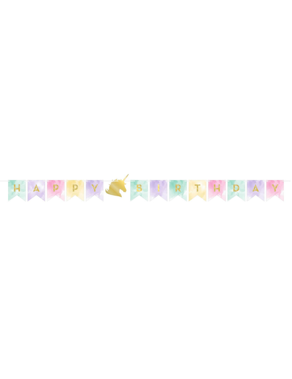Vue d'ensemble de la guirlande anniversaire licorne