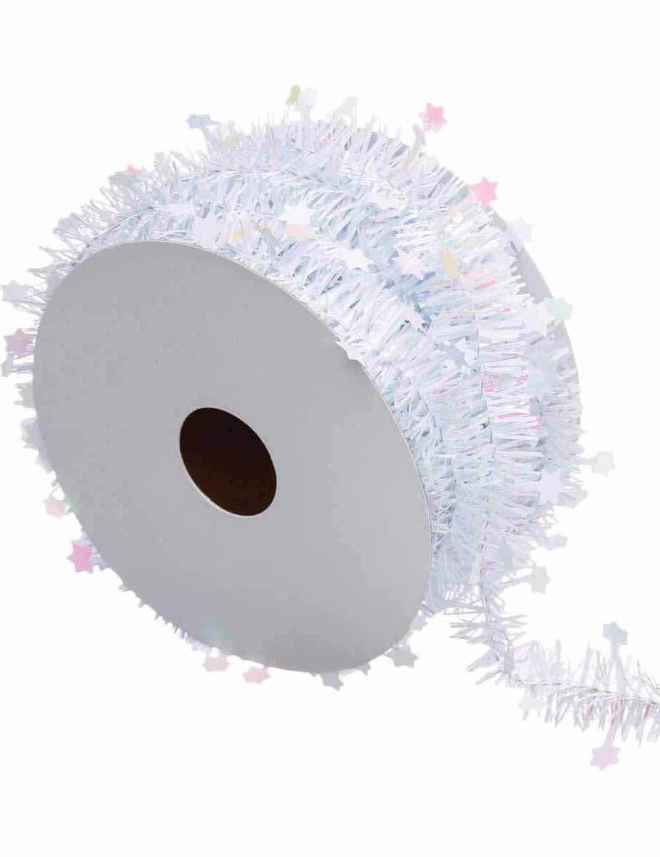 Guirlande de sapin étoiles pour décoration blanche fine et iridescente