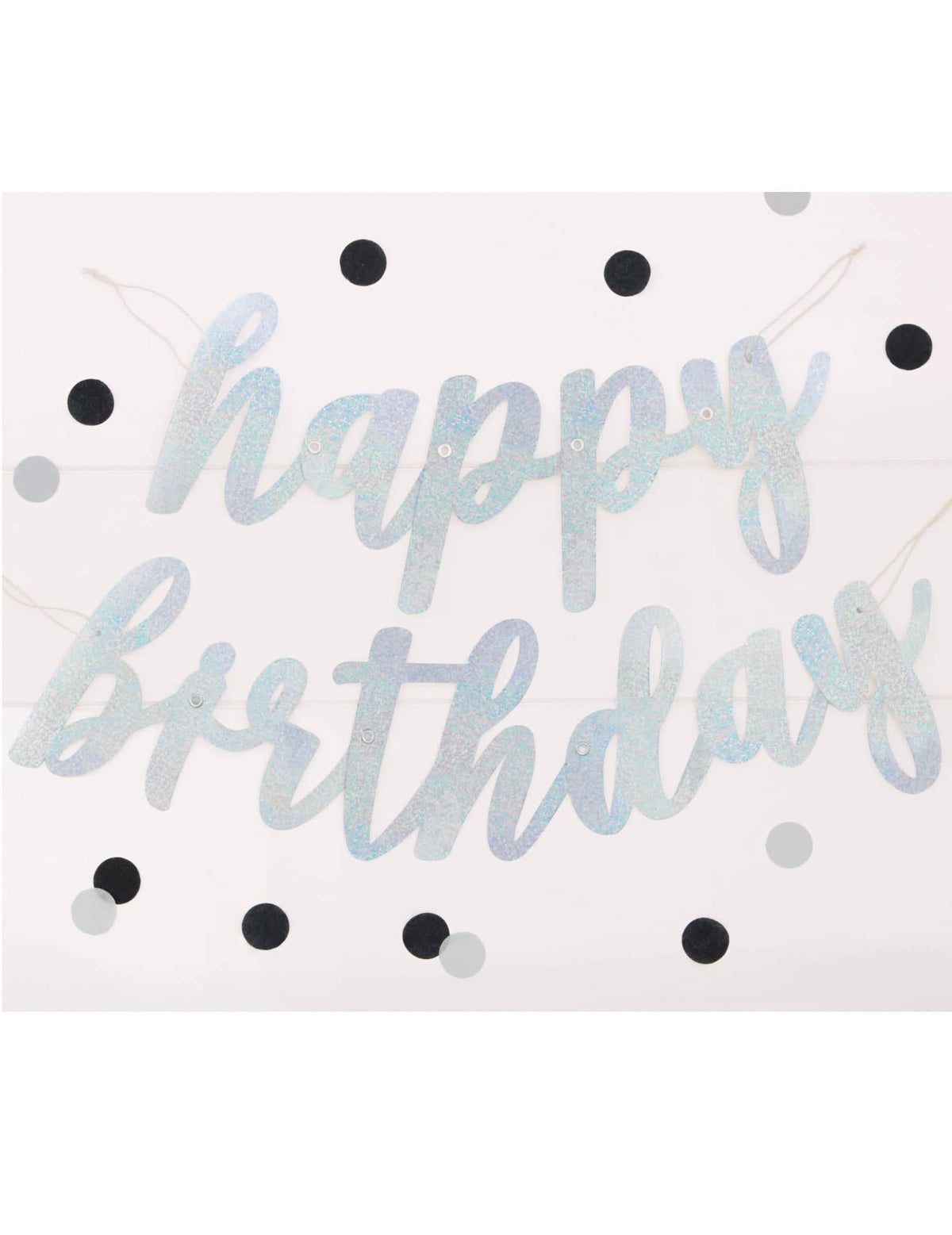 Guirlande en carton Happy Birthday pour anniversaire argenté pailleté