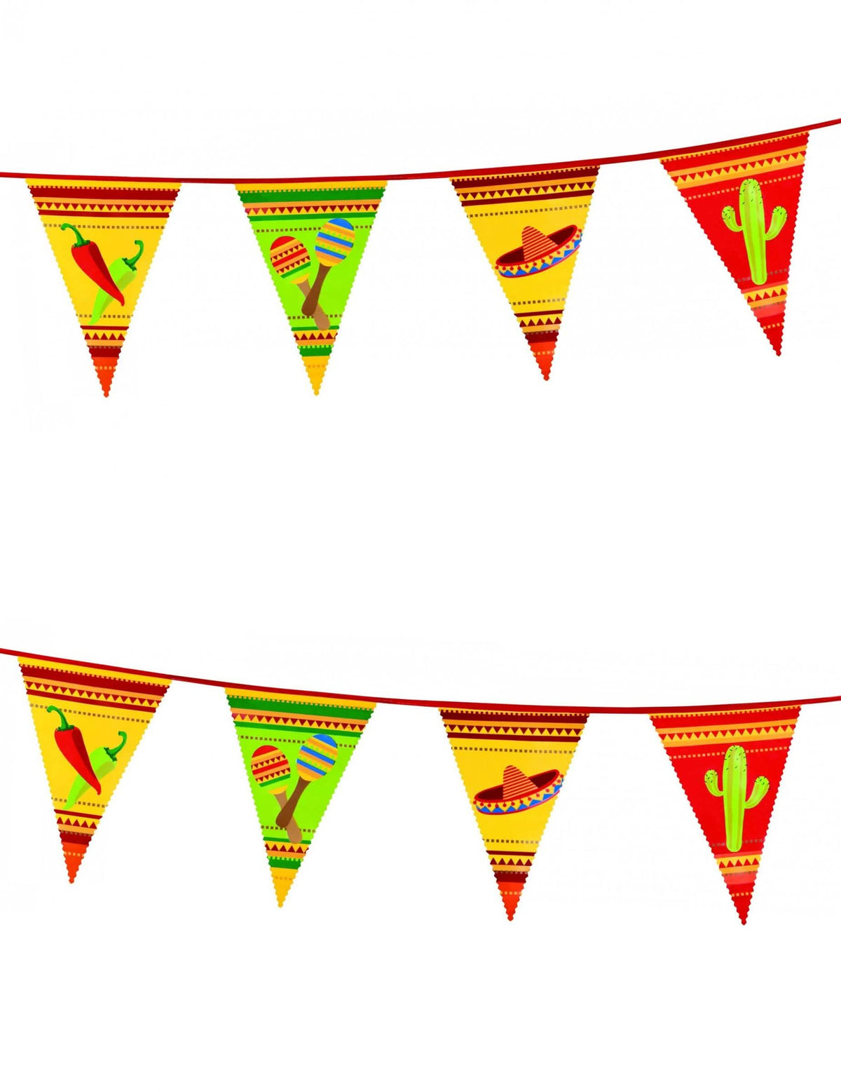 Mexicaanse wimpelguirlande voor feest multicolor met chilipepers- en sombreromotieven